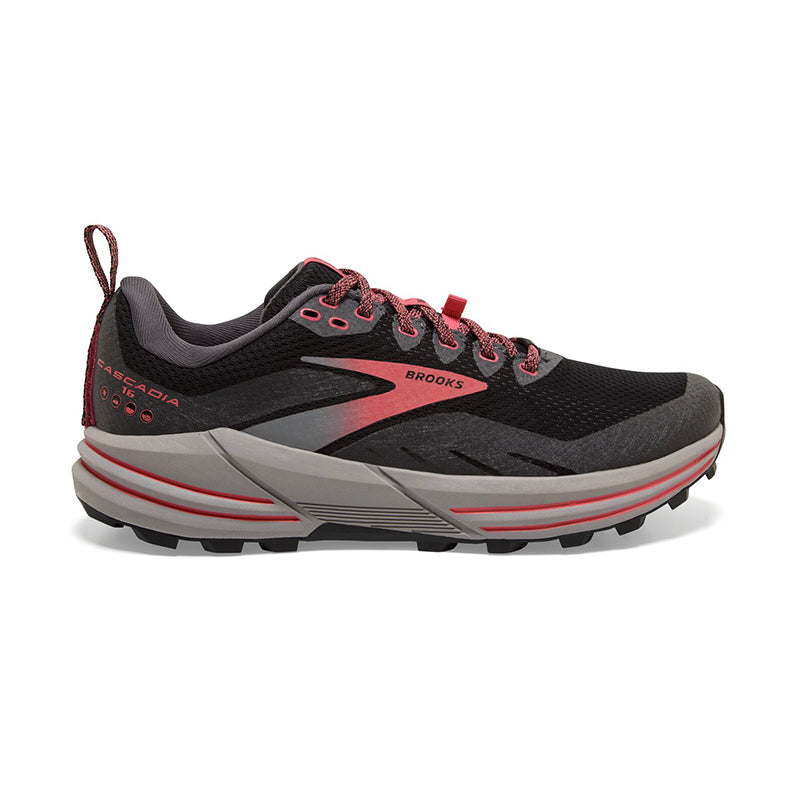 Womens Cascadia 16 GTX Black/Blackened Pearl/Coral