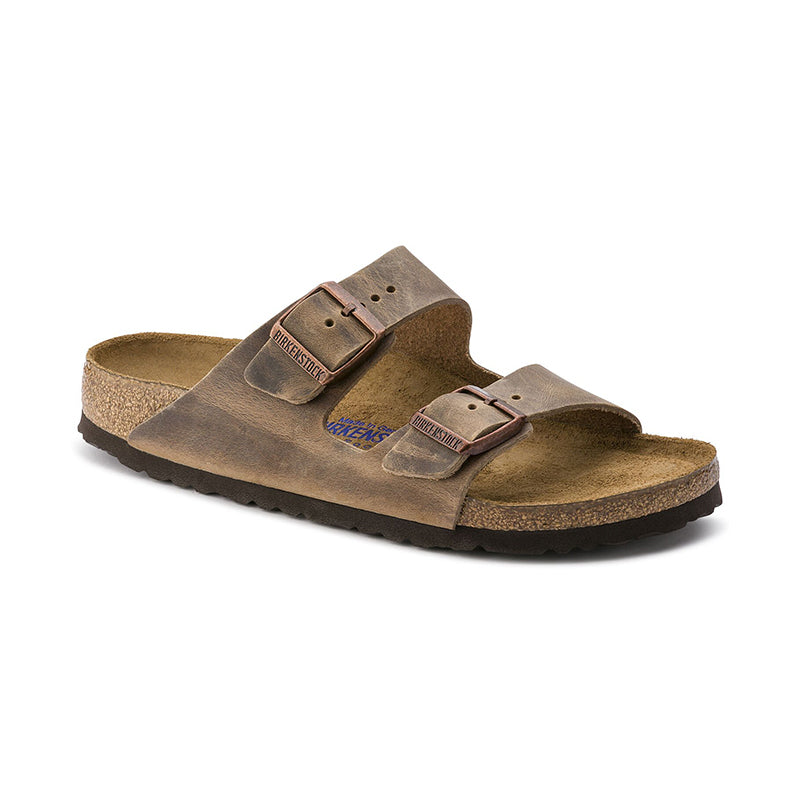 Women's Birkenstock Arizona Soft Footbed - Tobacco Oiled Leather - 45° Angle - Available at Tradehome Shoes