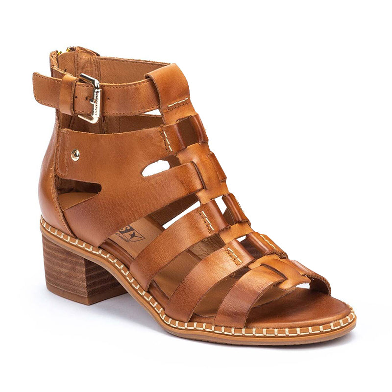 Angled side view of Pikolinos Women's Blanes Sandal in Brandy.