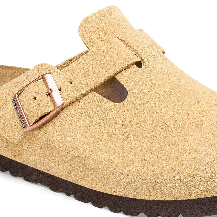 Shop Women's Boston Narrow Latte Cream Suede | Women's Slip Ons