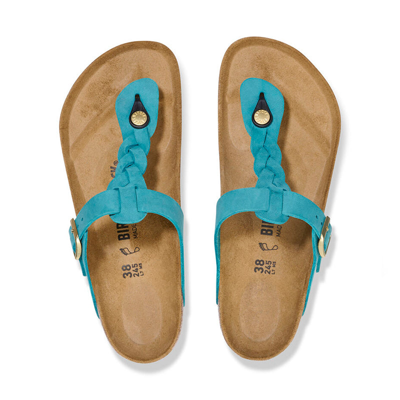 Women's Birkenstock Gizeh Braid - Biscay Oiled Leather - Pair of Shoes Top-Down View - Available at Tradehome Shoes