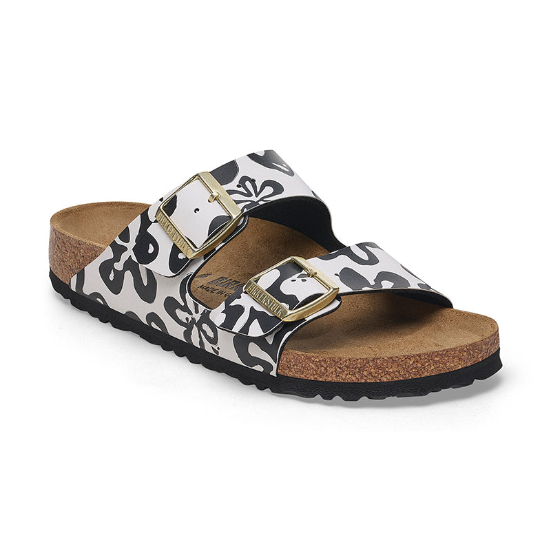 Women's Arizona Narrow Blooms White/Black Birko-Flor