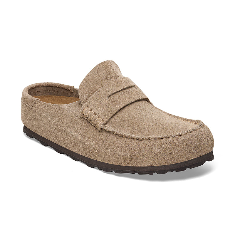 Women's Naples Wrapped Narrow Taupe Suede – Tradehome Shoes