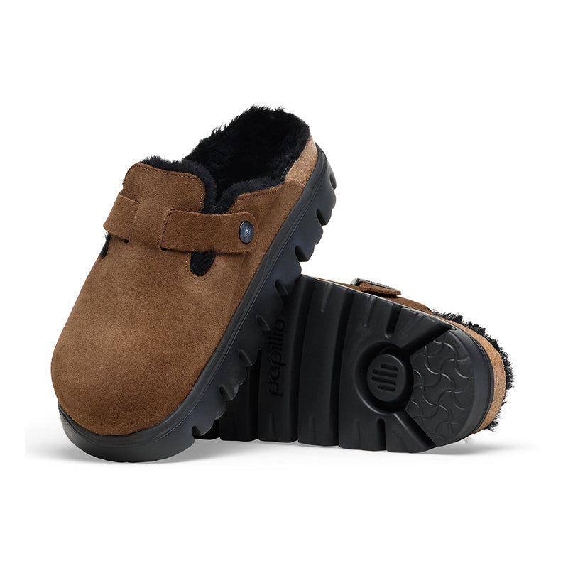 Women's Boston Chunky Shearling Narrow Dark Tea Suede