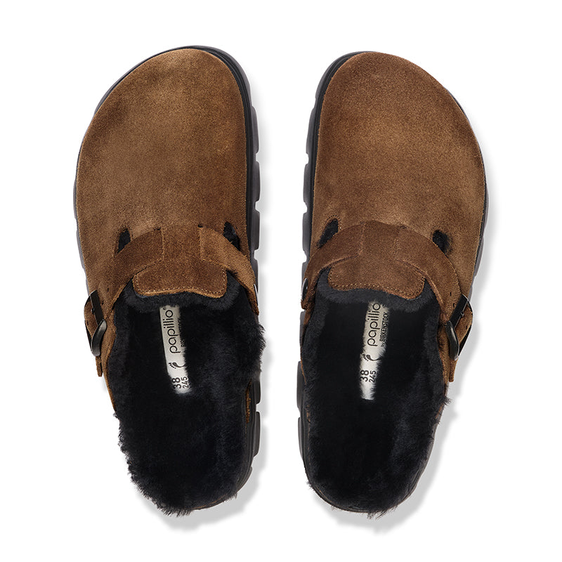 Women's Boston Chunky Shearling Narrow Dark Tea Suede