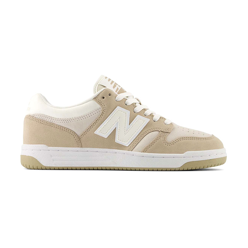 Side view of New Balance Men's BB480 Low sneaker in mindful grey.