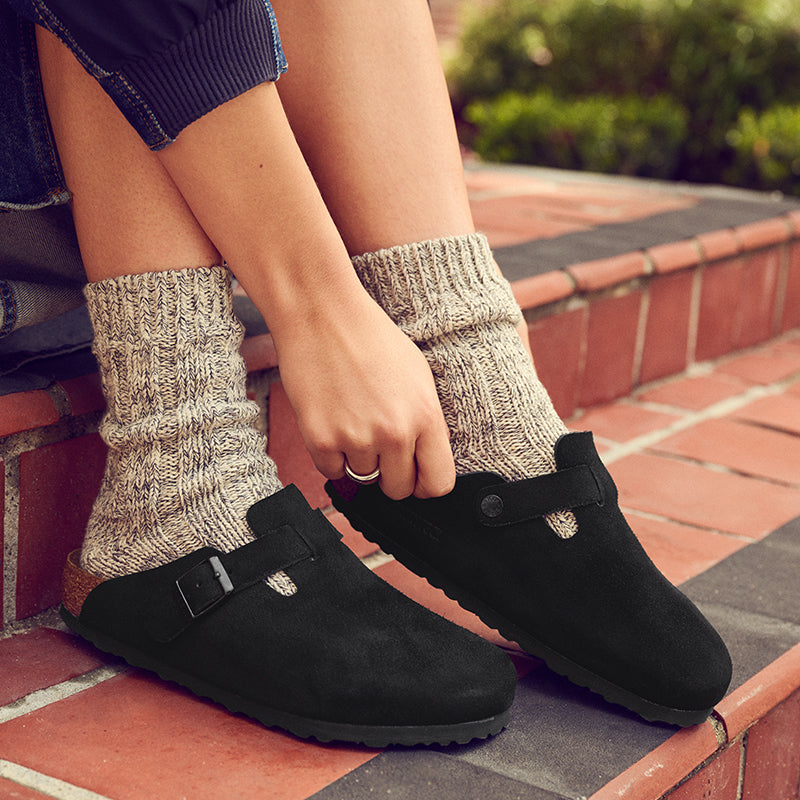 Women's Boston Soft Footbed Black Suede – Tradehome Shoes