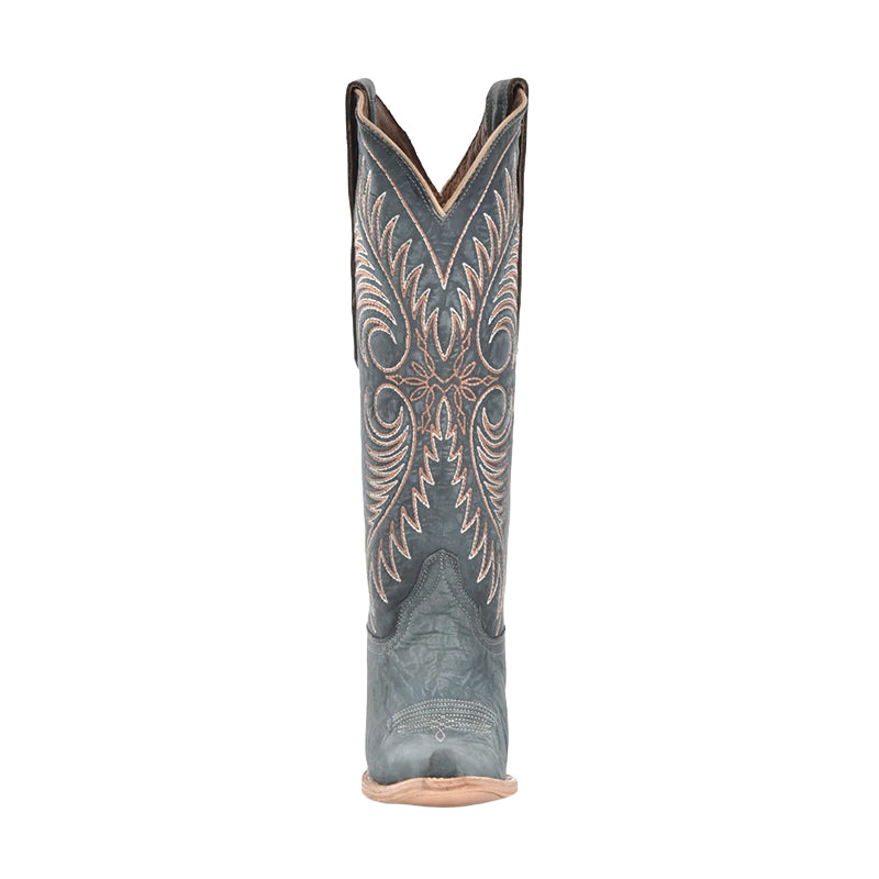 Women's Embroidery Snip Toe Distressed Blue