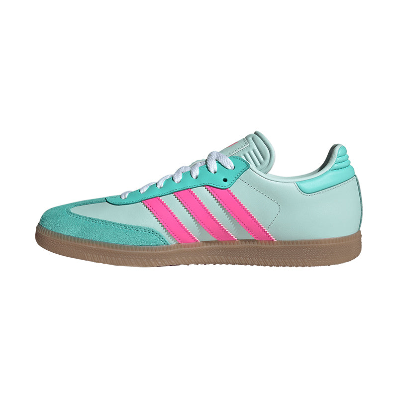 adidas gazelle silver green womens Women's Samba Messi Halo Mint/Pink/Gum – Tradehome Shoes