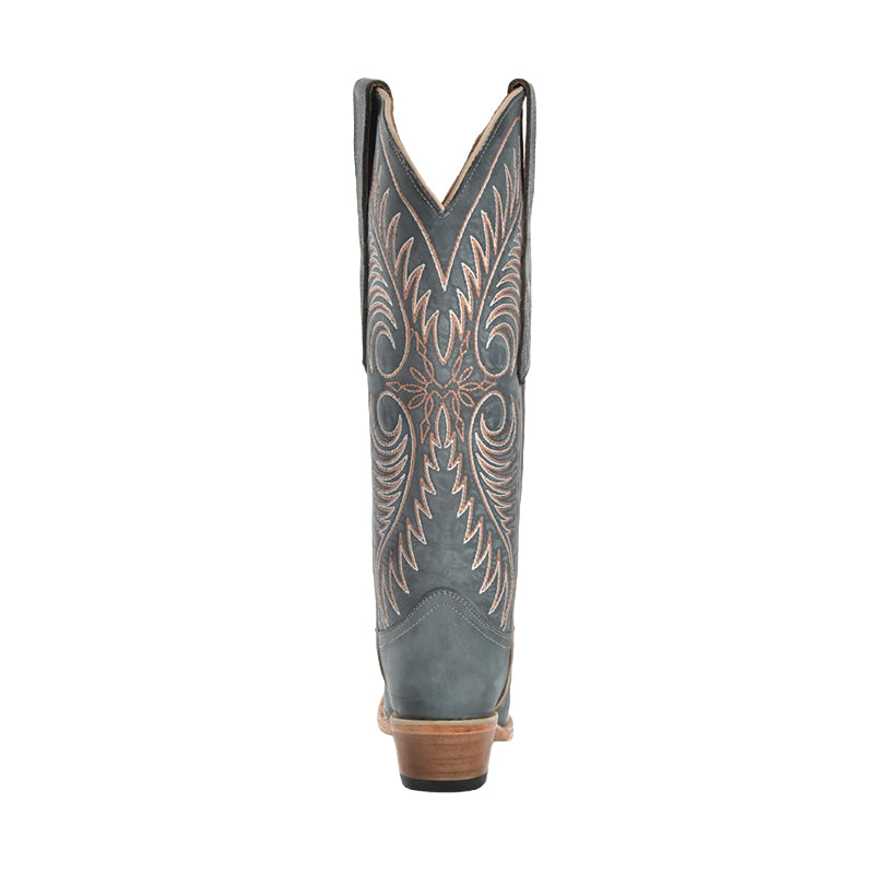 Women's Embroidery Snip Toe Distressed Blue