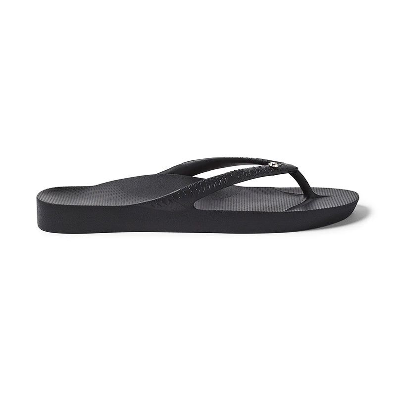 Women's Arch Support Flip Flop Crystal Black