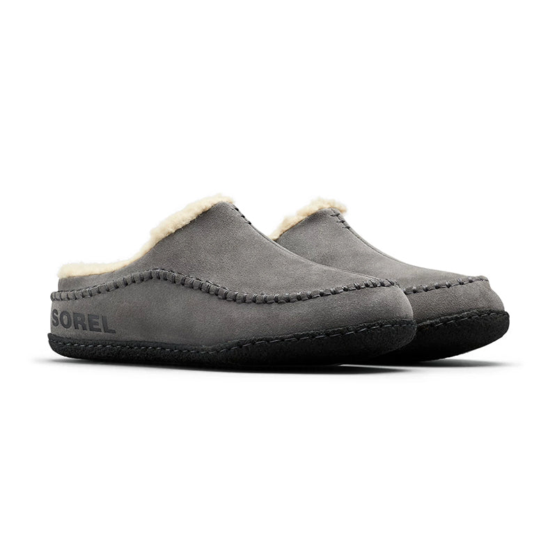 Sorel Falcon‎ Ridge II Slip On Fur Lined Shoes Quarry/Black Men\'s Size 9 New Sorel FALCON RIDGE II Slipper Quarry Black Suede Wool  main image 3