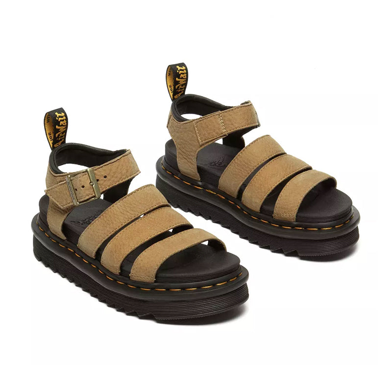 Women's Dr. Martens Blaire - Savannah Tan Tumbled Nubuck - Pair of Shoes 45° Angle - Available at Tradehome Shoes