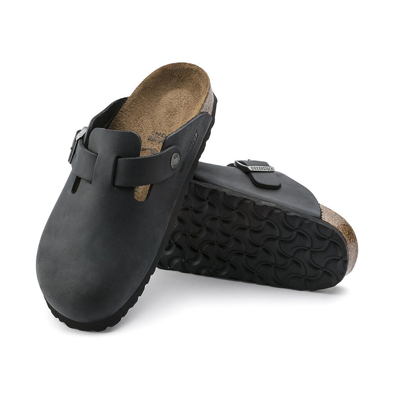 Birkenstock Men\'s Shoes Boston Soft Footbed Black Oiled Leather Sandals Birkenstock Men main image 4