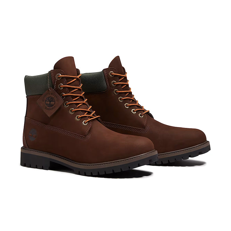 Men's 6" Heritage Waterproof Dark Brown Nubuck/Gold