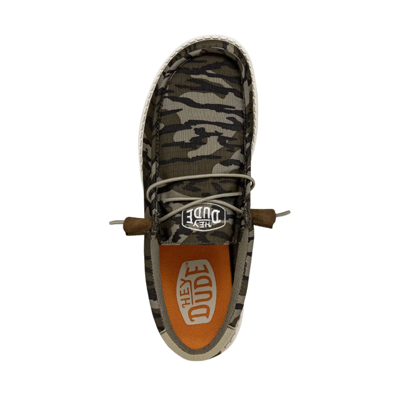 Men's HEYDUDE Wally Mossy Oak - Original Bottom Land - Top-Down View - Available at Tradehome Shoes