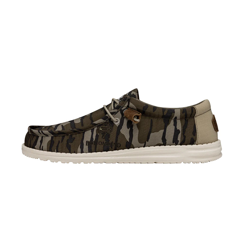 Men's HEYDUDE Wally Mossy Oak - Original Bottom Land - Left Side View - Available at Tradehome Shoes