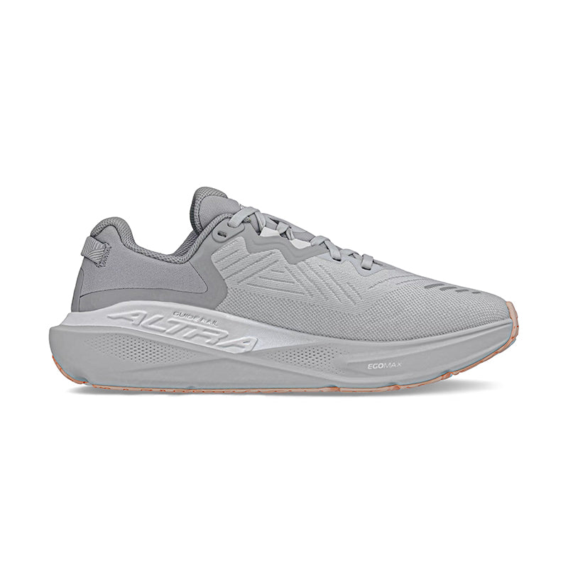 Gray running shoe with 'Altra' branding on a white background
