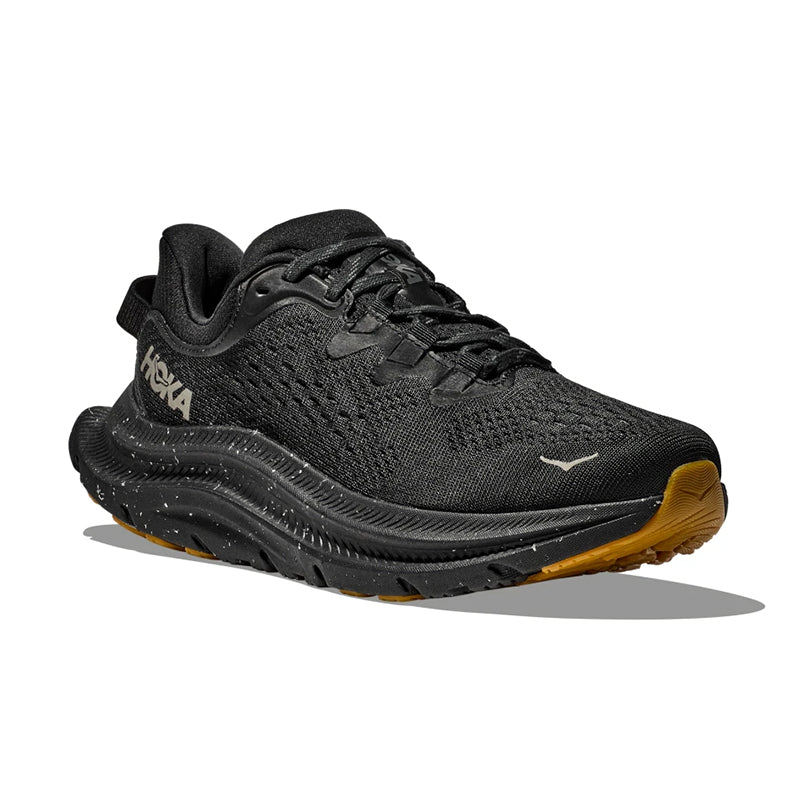 Men's Hoka Kawana 2 - Black/Black - 45° Angle - Available at Tradehome Shoes