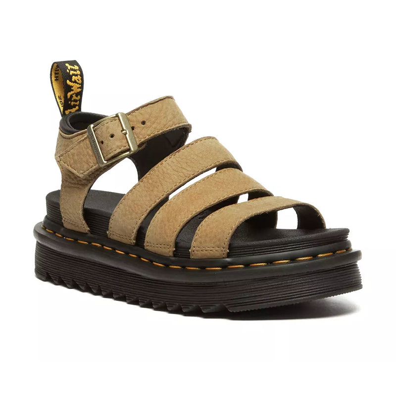 Women's Dr. Martens Blaire - Savannah Tan Tumbled Nubuck - 45° Angle - Available at Tradehome Shoes