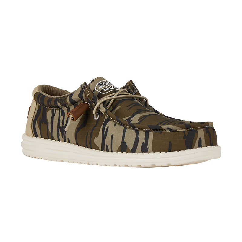 Men's HEYDUDE Wally Mossy Oak - Original Bottom Land - 45° Angle - Available at Tradehome Shoes