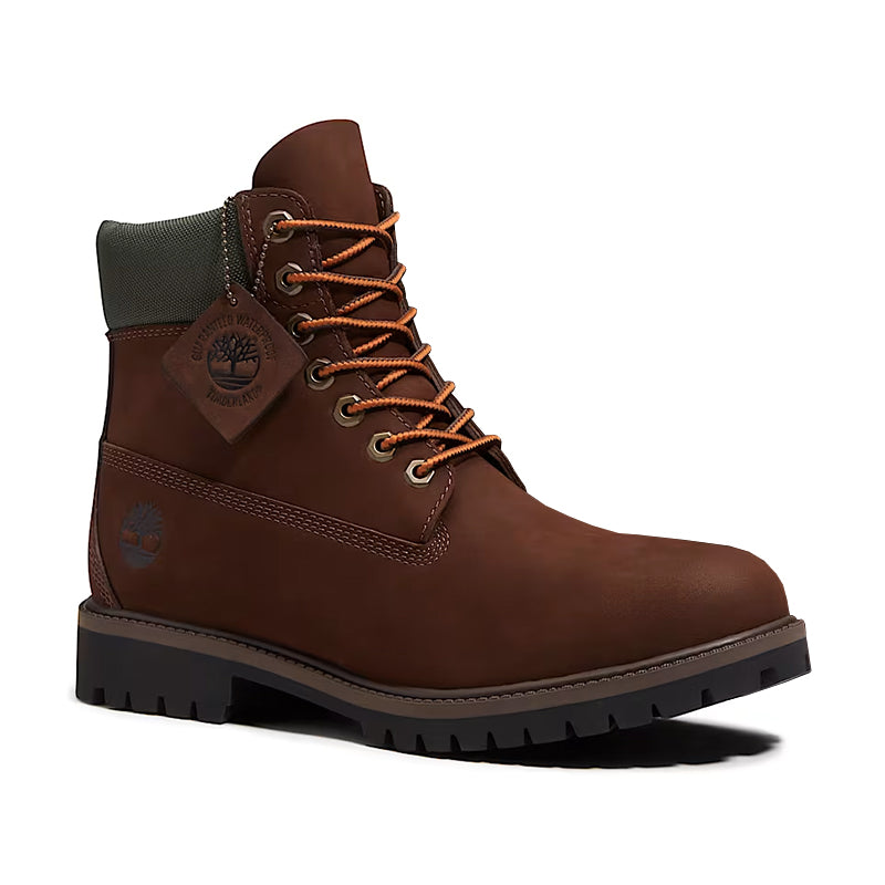 Men's 6" Heritage Waterproof Dark Brown Nubuck/Gold