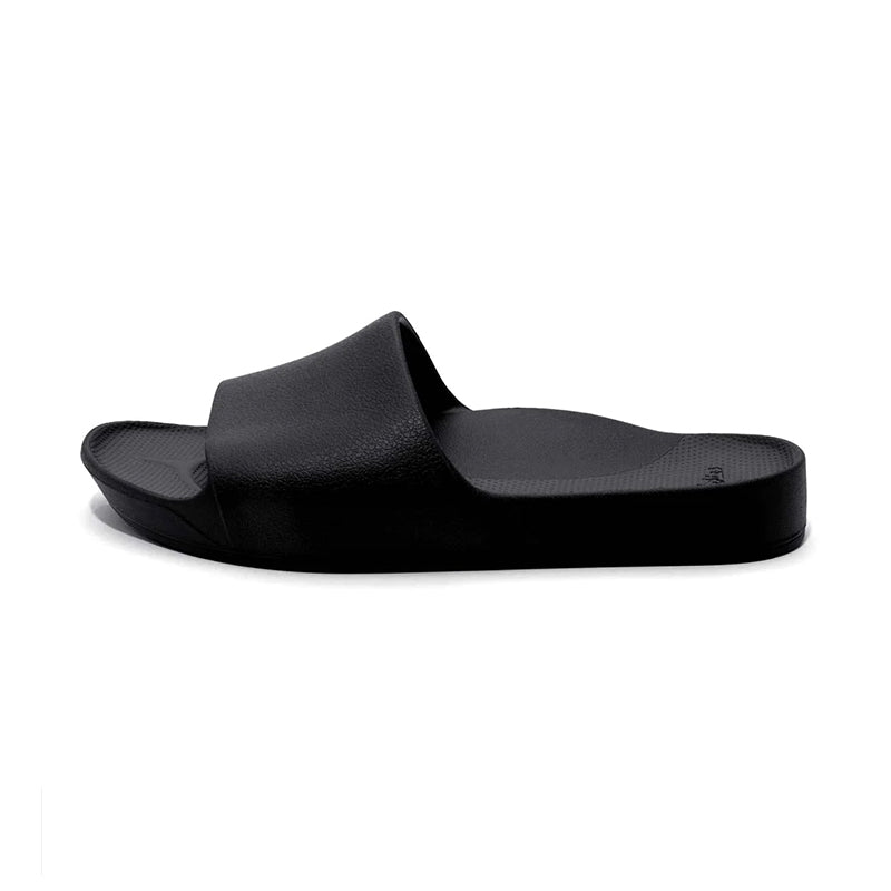 Women's Archies Arch Support Slide - Black - Left Side View - Available at Tradehome Shoes