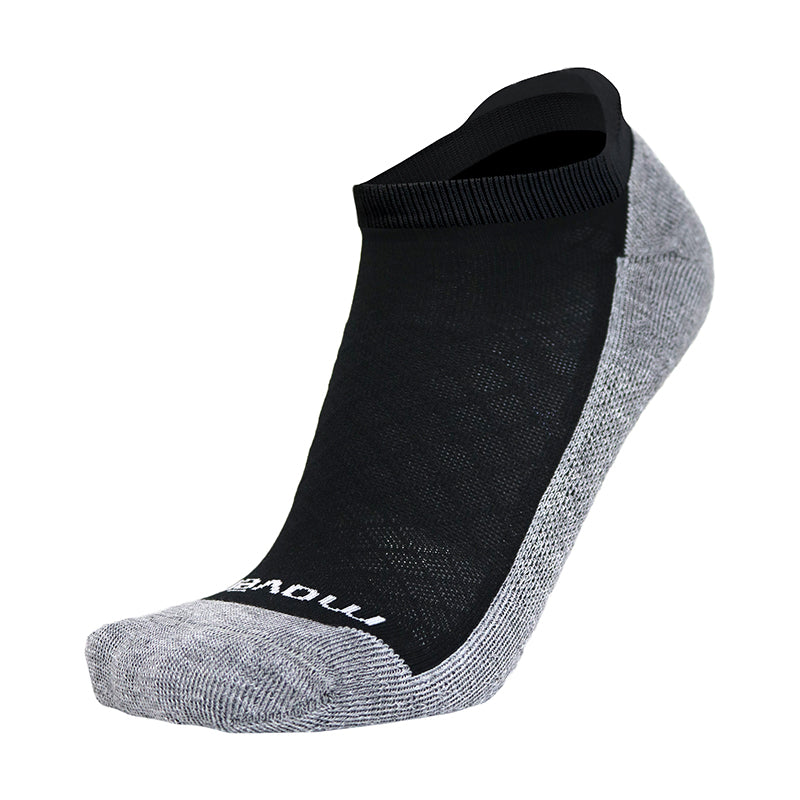 Women's Movere Elevate Tab Low Small Socks - Black/Grey - Angled Front View - Available at Tradehome Shoes