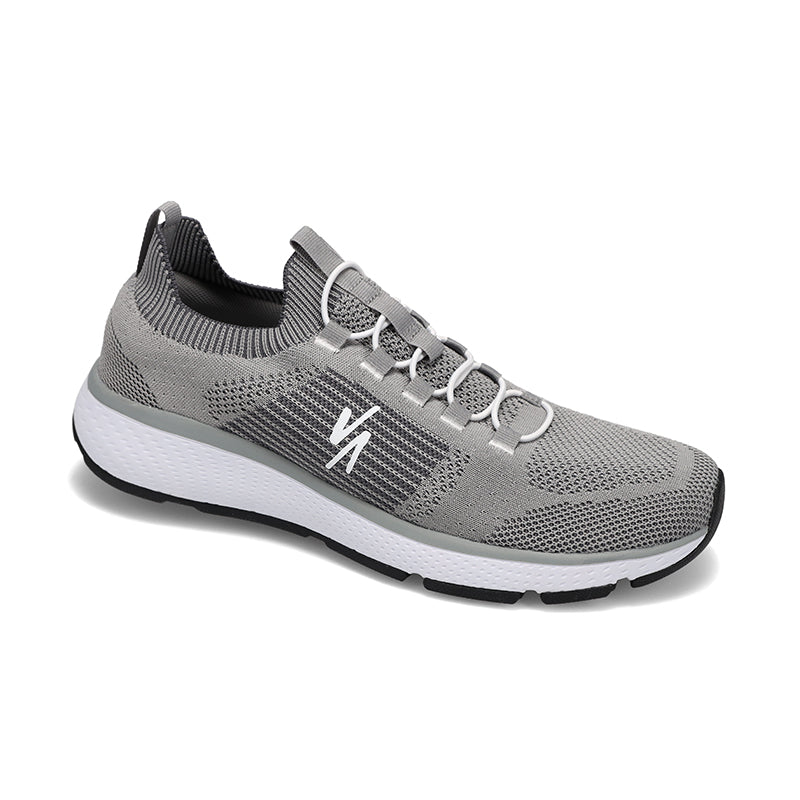 Angled side view of Rival Men's Shift Sneaker in Slate/ White/ Black.