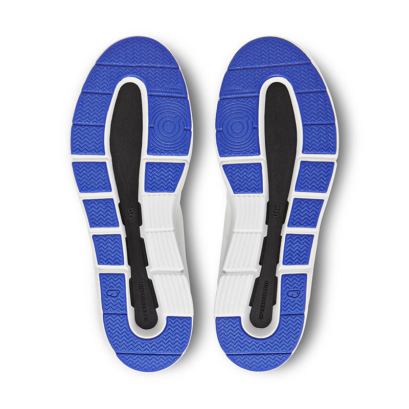 Bottom view of On Running Men's The Roger Spin Sneaker in Undyed/Indigo.