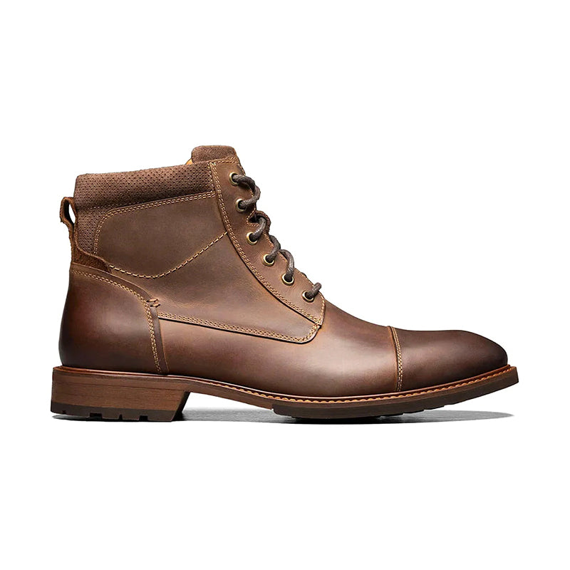 THE MENS STORE Mens Brown Traction Sole Cap Toe Block Heel Leather Boots Shoes 9 THE MENS STORE Mens Brown Traction Sole Cushioned Cap Toe  main image 4