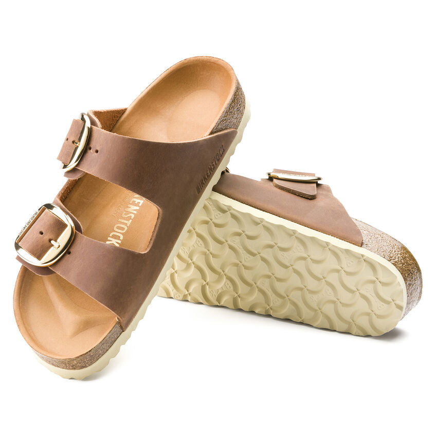 サンダル・ミュール BIG BUCKLE FLAT SANDALS IN OILED LEATHER (NARROW FIT) Birkenstock Women's Arizona Big Buckle Sandal, Narrow Fit