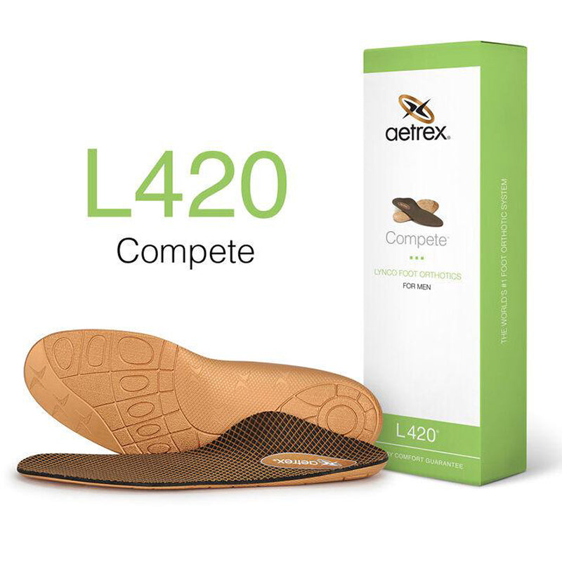Packaged view of Aetrex Men's Lynco Sports Ortho Posted Neutral.