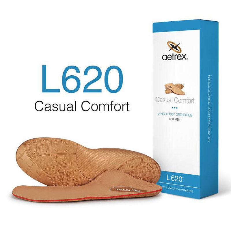 Packaged view of Aetrex Men's Lynco Casual Ortho Posted Neutral.