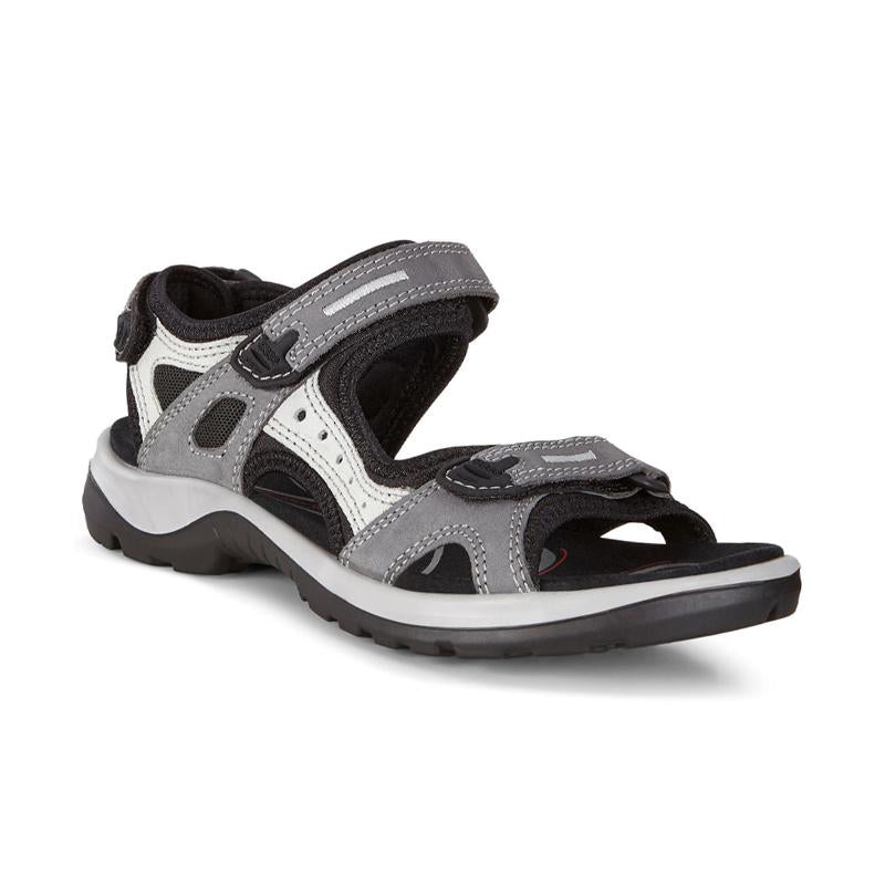 Angled side view of Women's Ecco Yucatan Sandal in Titanium Yak.