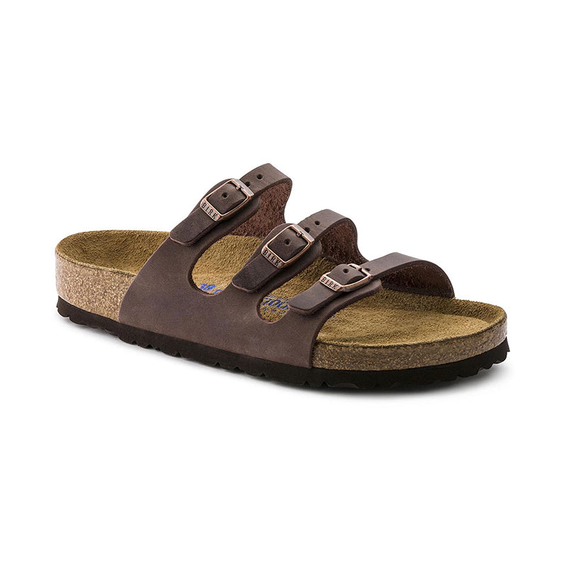 Women's Birkenstock Florida Soft Footbed - Habana Oiled Leather - 45° Angle - Available at Tradehome Shoes