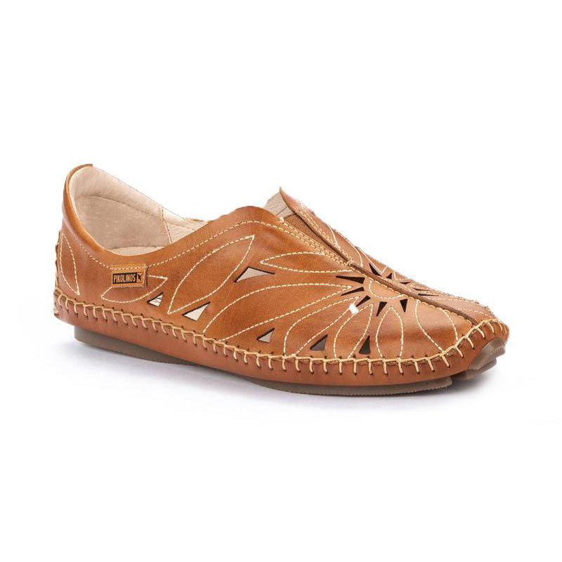 Angled side view of Pikolinos Women's Jerez Shoe in Brandy.