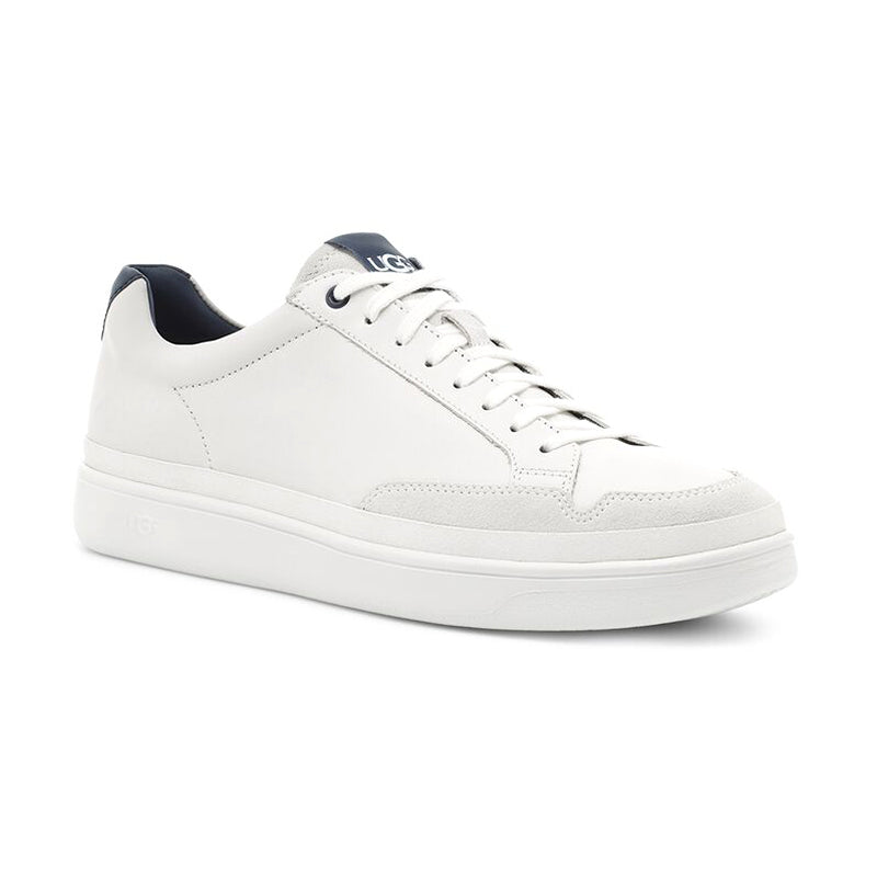 Angled side view of UGG Men's South Bay Low sneaker in white.